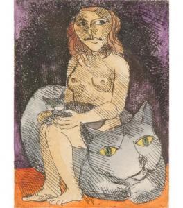 Fowler Mel 1921-1987,Lady with Cats,Ripley Auctions US 2009-03-22