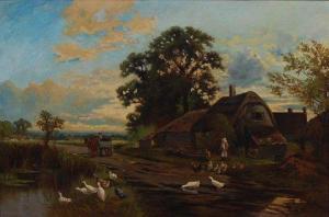 Fowler Willatt J,Feeding the ducks and hens before a thatched cotta,Lacy Scott & Knight 2018-03-24