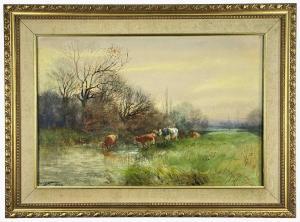 FOX H.C,cattle watering in the stream,1903,Rogers Jones & Co GB 2023-01-13