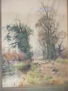 FOX H.C,Sheepdog and sheep on a country lane,Cheffins GB 2018-12-13