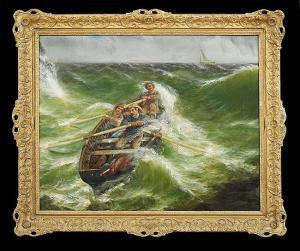 FOX J.S 1800,Men in a Boat on a Stormy Sea,1882,New Orleans Auction US 2014-07-26