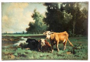 FOX Robert Atkinson 1860-1935,Cattle near a pasture stream,1899,Garth's US 2020-01-18
