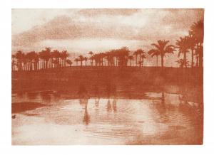 FRÉCHON Émile 1848-1921,Paesaggio con figure: un'oasi nel Nord Africa,1890-1900,Gonnelli 2022-12-01