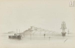 FRÉMY Antoine Alex. Aug 1816-1885,bateau au mouillage en Méditerranée,Millon & Associés 2022-12-16