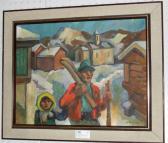FRöDING Jonas 1905-1959,vinterlandskap med skidåkare,Crafoord SE 2014-04-19