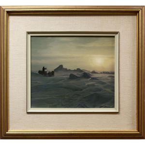 FRACCHETTI LORENZO 1948,SLED DOGS IN AN ARCTIC SUNSET,1983,Waddington's CA 2024-02-08