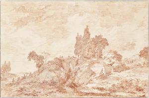 FRAGONARD Jean Honore 1732-1806,A wooded landscape with a distant villa,Christie's GB 2024-04-17