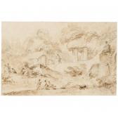 FRAGONARD Jean Honore,figures in a park with a cascade and antique statu,1778,Sotheby's 2002-07-10