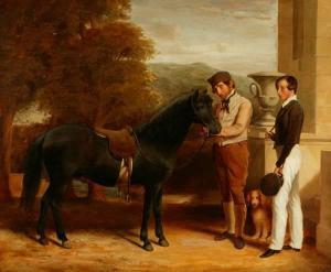 FRAIN Robert 1800-1800,Portrait of a Groom with a youngman and his pony a,Quinn's US 2008-09-13