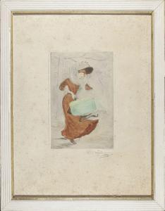 FRAIPONT Georges,Jeune femme en robe rouge et à la boîte au chapeau,Etienne de Baecque 2022-09-28
