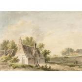 FRAISSINET H.J,A VIEW OF A FARM WITH A PEASANT RESTING IN THE FOREGROUND,Sotheby's GB 2005-11-16