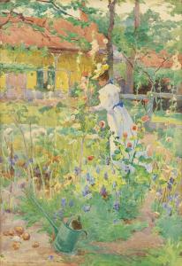 FRANCE Eurilda Loomis 1865-1931,LADY IN A GARDEN,1894,Sotheby's GB 2015-10-02