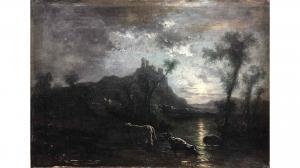 FRANCESCHINI Vincenzo,Paesaggio con armenti al chiaro di Luna,Errico casa d'aste 2019-06-21