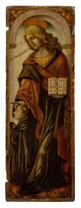 FRANCESCO DI GENTILE DA FABRIANO,Saint John the Evangelist and a priest,Sotheby's 2022-01-28