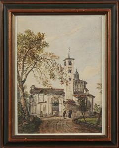 FRANCESCO MASPERI 1796-1851,Viale alberato con chiesa,1825,Capitolium Art Casa d'Aste IT 2014-09-22