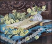 FRANCIS E W,Still life with open book and primroses,1895,Canterbury Auction GB 2010-08-02