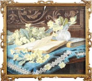 FRANCIS Eva 1887-1924,Still life of books and primroses,Bonhams GB 2011-09-21