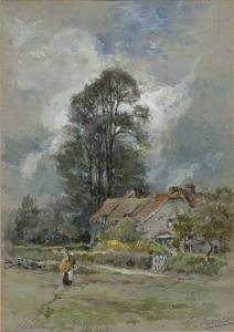 FRANCIS George Charles 1860-1940,Figure by a cottage,1918,Mallams GB 2022-07-17