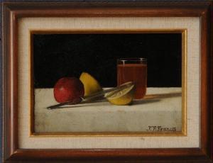 FRANCIS John F. 1808-1886,STILL LIFE WITH APPLE, 
LEMON, 
GLASS AND KNIFE,Stair Galleries 2011-03-19