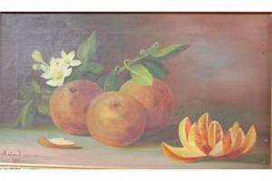FRANCIS Katie 1900-1900,still life with fruit in a basket,1913,Lacy Scott & Knight GB 2015-03-07