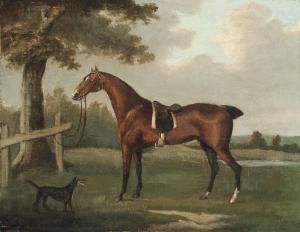 Francis Sartorius 1782-1808,A bay hunter and terrier before a pond,Christie's GB 2013-04-09