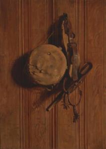 FRANCISCO John Bond 1863-1931,Still life with canteen, spurs, and a six shoo,John Moran Auctioneers 2021-05-25