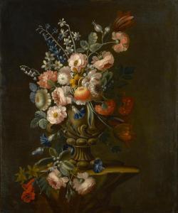 FRANCK Christoffel Frederik 1758-1816,A still life with roses, bluebells, primroses an,1812,Bonhams 2015-12-07