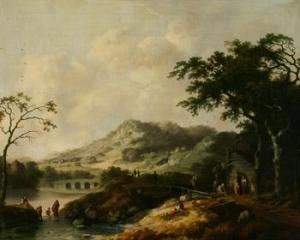 FRANCK Christoffel Frederik 1758-1816,Figures at Work and Play Along a River,Weschler's 2004-09-18
