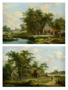 FRANCK Christoffel Frederik 1758-1816,Landschapsschilderingen met boerenhoeve,Zeeuws NL 2018-12-06