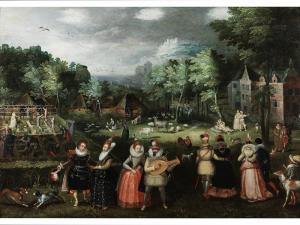 FRANCKEN Hiëronymus I 1540-1610,SPRING FESTIVAL AT COURT IN FRONT OF A PALACE WITH,Hampel 2020-07-02