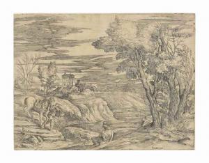 FRANCO IL SEMOLEI Giovanni Battista 1498-1561,Landscape with a Horseman and his Gro,1510,Christie's 2015-04-22