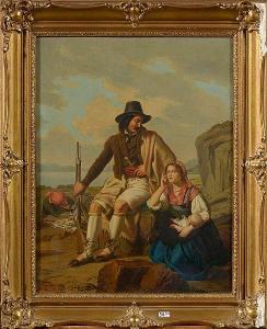 FRANCOIS Ange 1800-1867,La famille du soldat sur fond de paysage maritime,VanDerKindere 2020-11-17