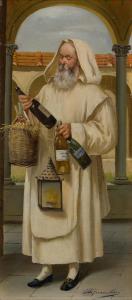 FRANCOLINI CARLO 1840-1930,A monk inspecting wine bottles,Rosebery's GB 2024-02-27