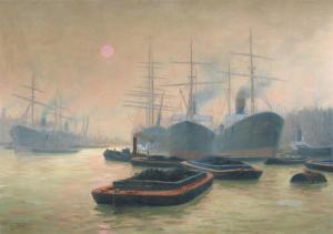 FRANK de Paul 1900-1900,Barges and ships on the Thames,Woolley & Wallis GB 2008-07-16