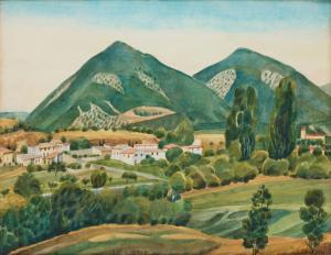 FRANK Josef 1885-1967,a Southern European landscape with mountains,Bukowskis SE 2022-11-16