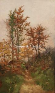 FRANK Lucien 1857-1920,Promeneur dans un paysage,Campo & Campo BE 2023-10-24