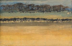 Frank Vorster Gordon 1924-1988,Zebras and Wildebeest in a Landscape,Strauss Co. ZA 2024-04-15