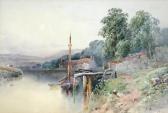 FRANK Walter Arnee,A view of lock houses on the River Avon at Keynsha,1880,Cheffins 2015-11-25