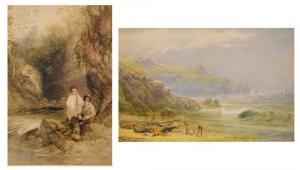 FRANK Walter Arnee 1808-1897,Children fishing before a water mill,Clevedon Salerooms GB 2022-01-06