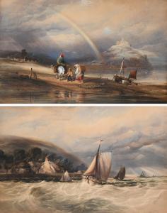 FRANK Walter Arnee,Coastal landscape and Fishing boats in choppy coas,Woolley & Wallis 2023-03-08