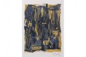 FRANKE Rudolf Otto 1925-2002,Grau- Blaue Formen auf Gelb,Schmidt Kunstauktionen Dresden 2015-03-14