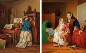 FRANKENBERGER Johann,Happy Family and Visit to the Grandmother,1860,Palais Dorotheum 2019-09-18