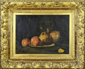FRANKFORT Eduard 1864-1920,Still life with jug and fruit,Twents Veilinghuis NL 2024-01-11