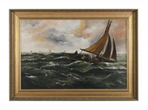 FRANKS HENNIKER,Fishing Boats in Rough Seas,20th century,Adams IE 2022-02-22