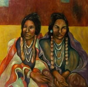 FRANKS Larry 1926-2006,Two Waiting Indian Women,Hindman US 2015-11-11