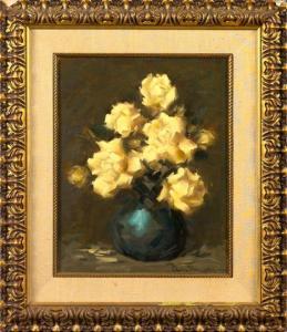 FRANKS Leon 1914-1970,Still Life with Roses in a Blue Vase,St. Charles US 2009-07-25