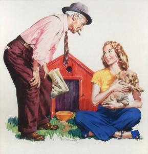 FRANTZ Samuel Marshall 1890-1953,Man Talking to Girl with Puppy,Burchard US 2021-04-18