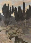 FRANZONI Albert 1857-1930,Ruisseau entre les cyprès,1898,Etienne de Baecque FR 2013-02-18