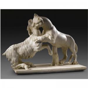 franzoni francesco antonio,A WHITE MARBLE GROUP OF A PANTHER ATTACKING A GOAT,Sotheby's 2008-07-09