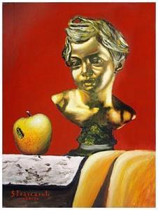 FRASCAROLI Giuseppe 1953,Testa di fanciullo in bronzo dorato e mel,2013,Saletta d'arte Viviani 2016-07-02